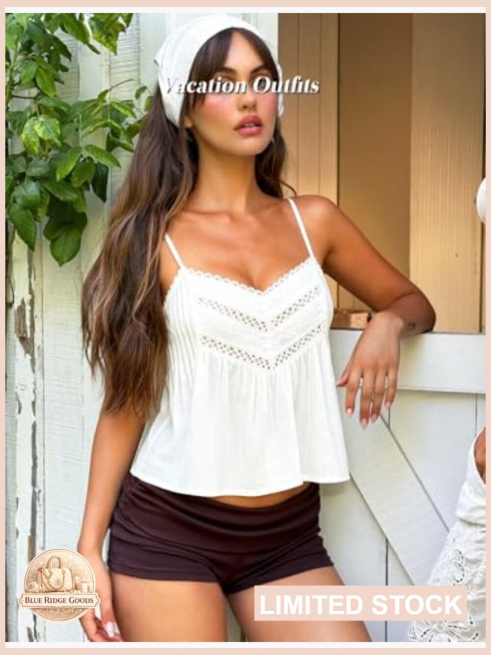V Neck Lace Cami Babydoll Top Y2k Flowy Spaghetti Strap Summer Boho Tank - Picture 4 of 7